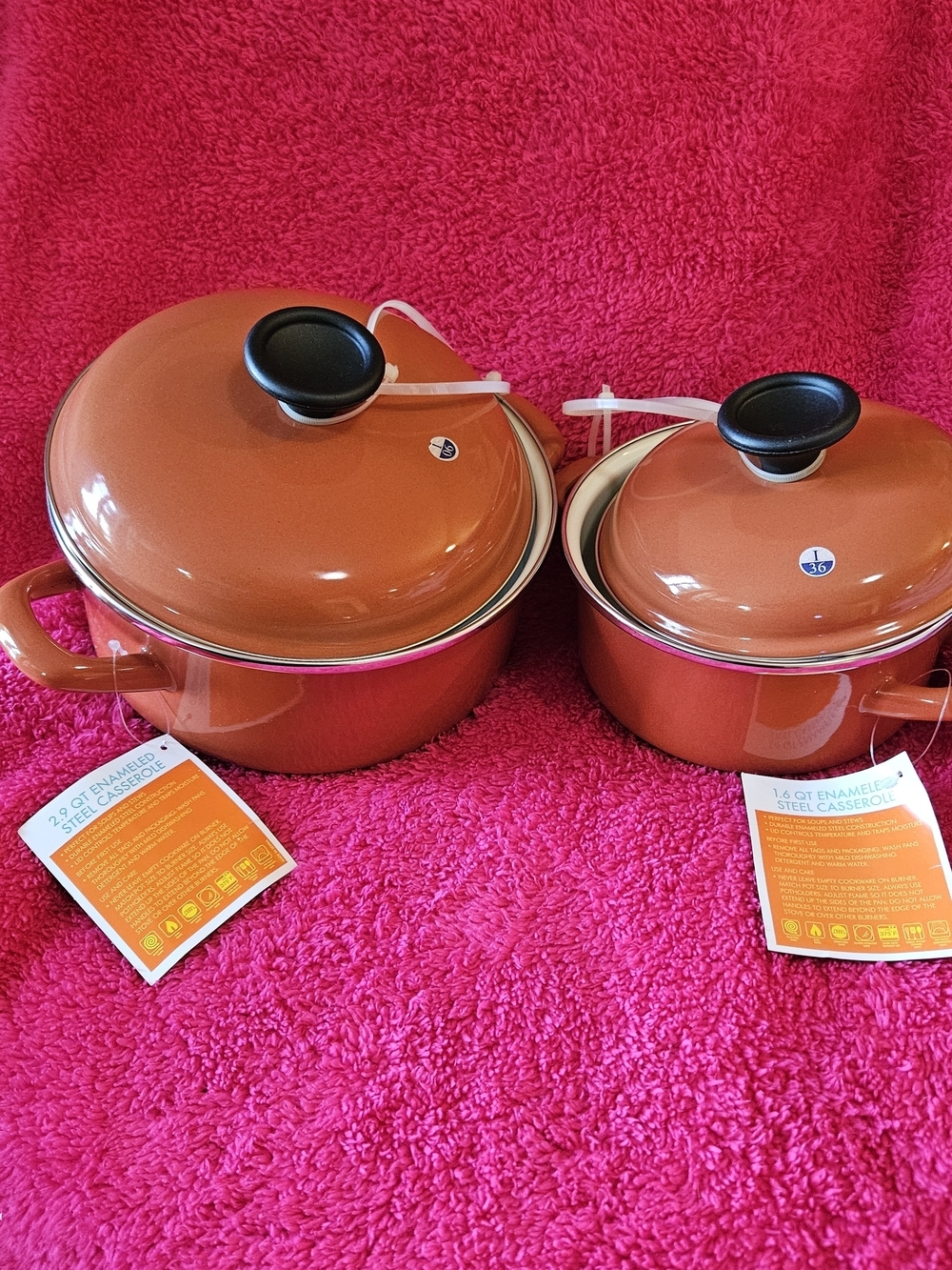 Enamel Casserole Set in Orange - 2-Piece Cookware